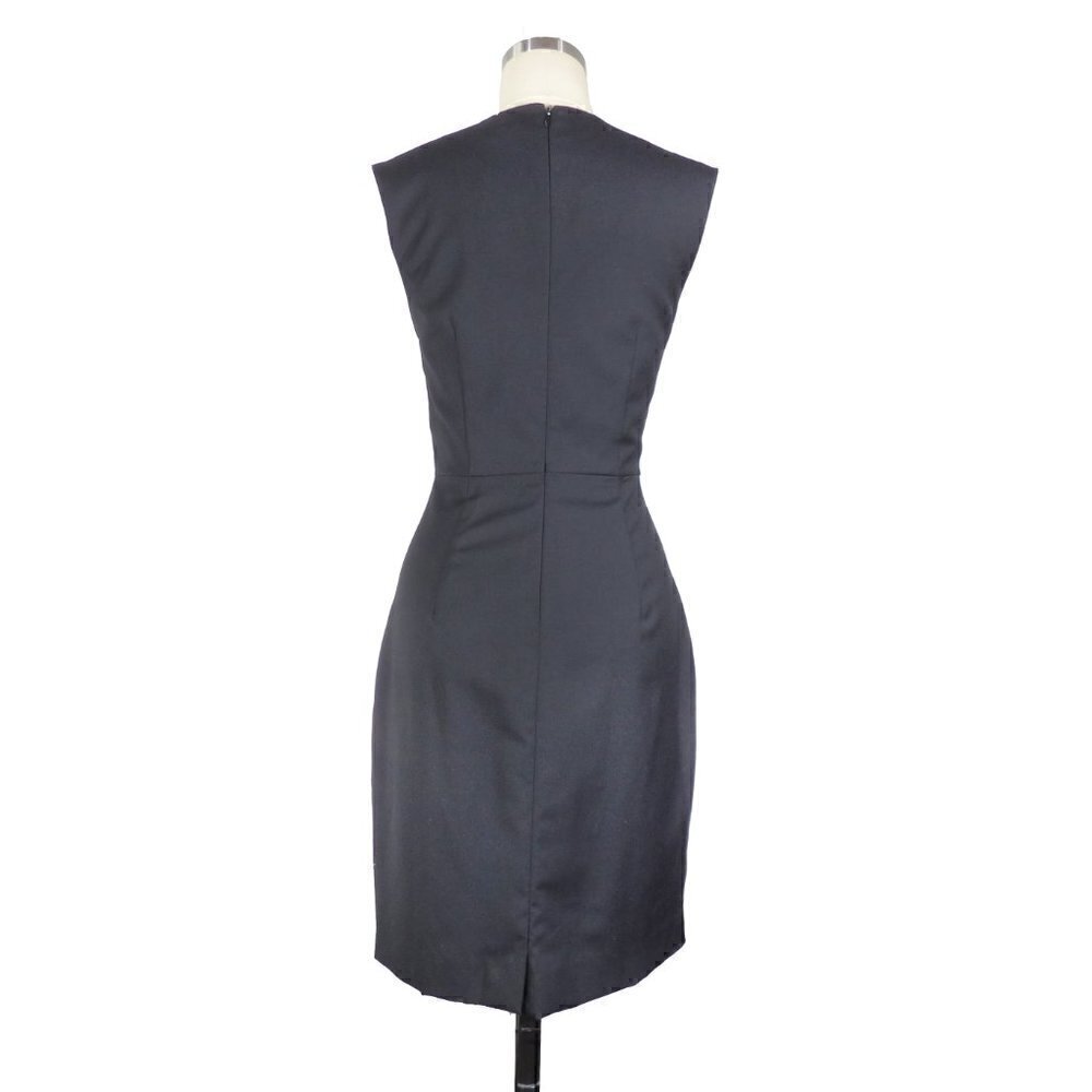 J Crew Wool Sheath Ruffle Dress Black Sz 00 Round Neckline Back Zip Lined - Picture 2 of 11